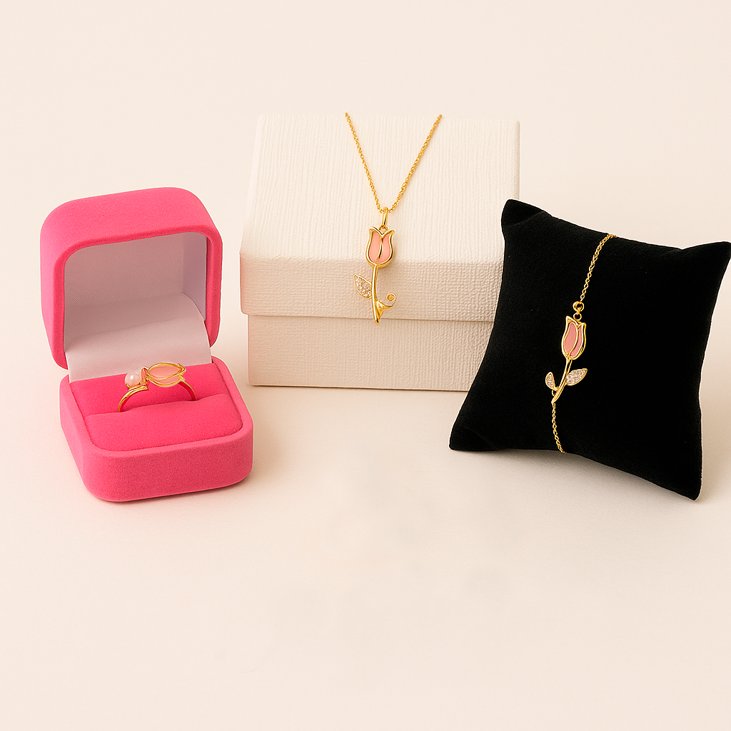 SET DE JOYERIA TRIO TULIPANES