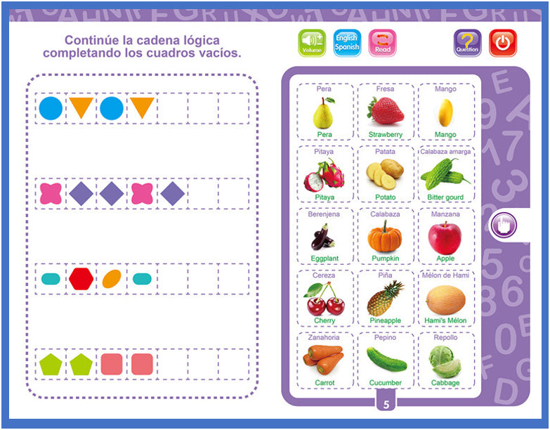 LIBRO DIDACTICO CON SONIDOS EN INGLES Y ESPAÑOL